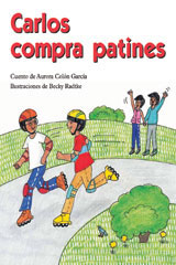 Leveled Reader 6pk morado (purple) Carlos compra patines (Carlos Buys Skates)